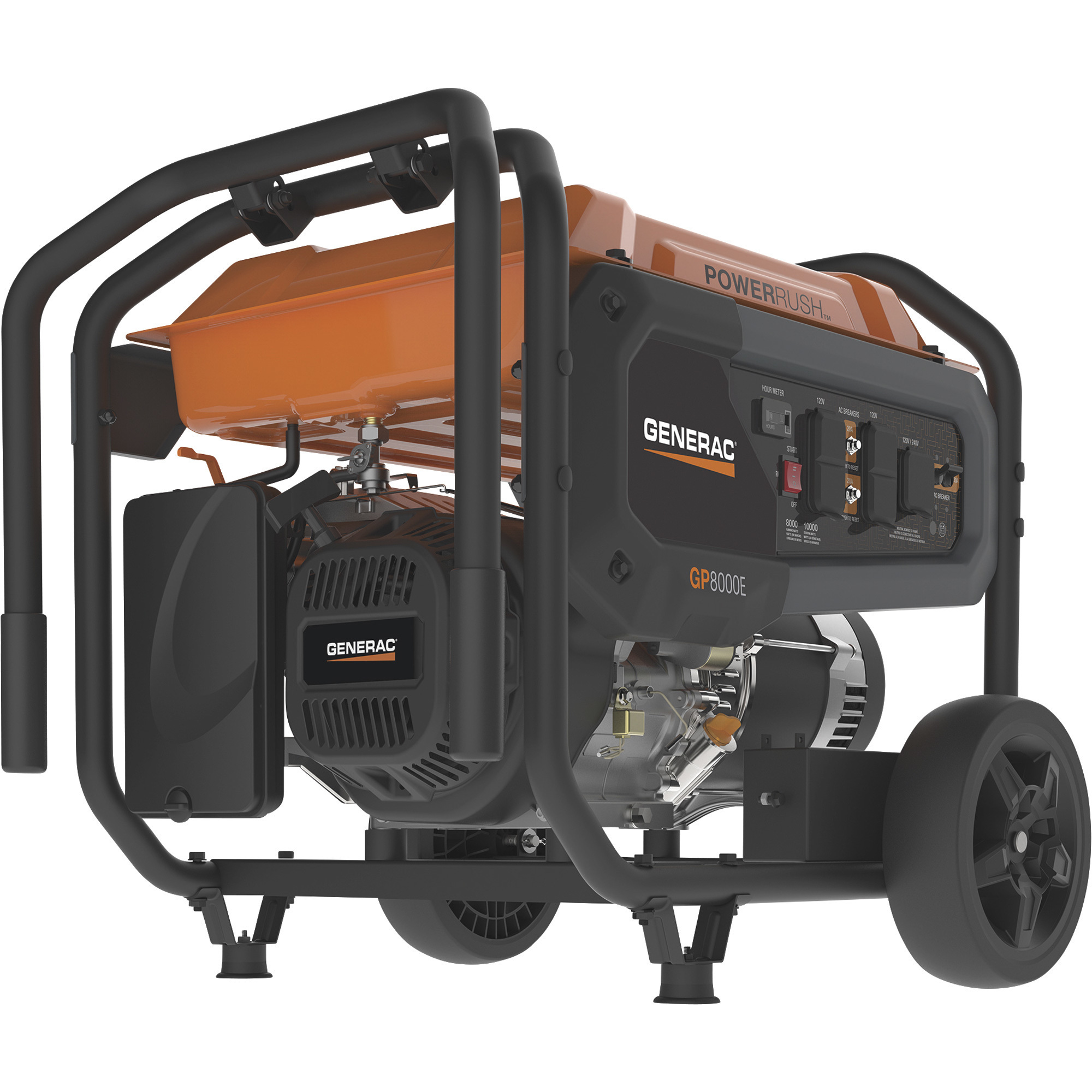 Generac Portable Generator, 10,000 Surge Watts, 8000 Rated Watts, Electric Start, CARB Compliant